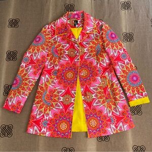 6 By Six Women'S Made In Turkey Vibrant Colors Asymmetrical Print Suit Jacket